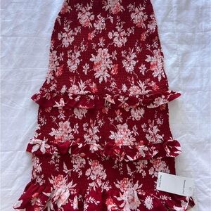 ABERCROMBIE Smocked Floral Red Skirt